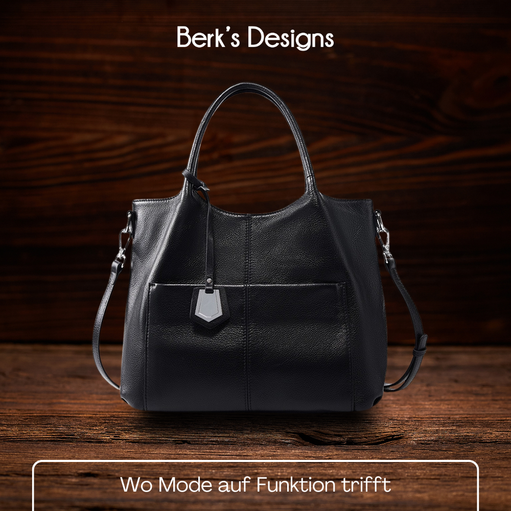 BERK | Elegante Leder-Tote-Tasche mit großem Fassungsvermögen