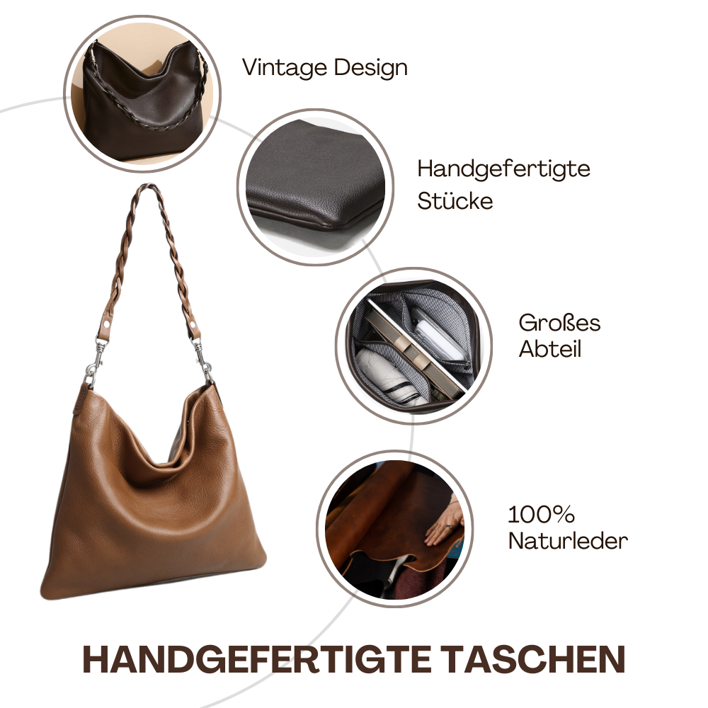 BERK | Gebänderte Leder-Tragetasche mit Schlaufe