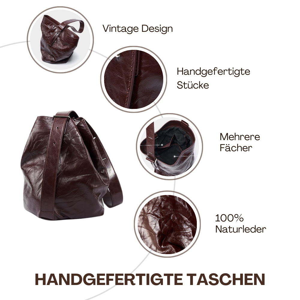 BERK | Eimertasche aus faltigem Rindsleder der ersten Schicht