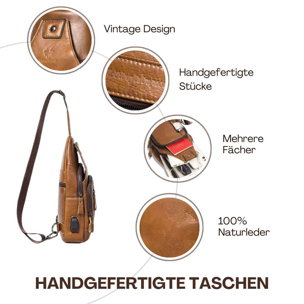 BERK | Mehrtaschen-Brusttasche aus Leder