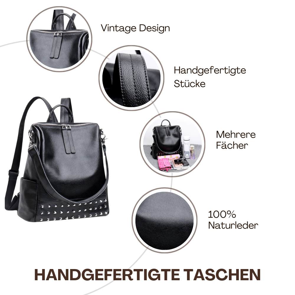 BERK | Design Nietenrucksack aus Leder