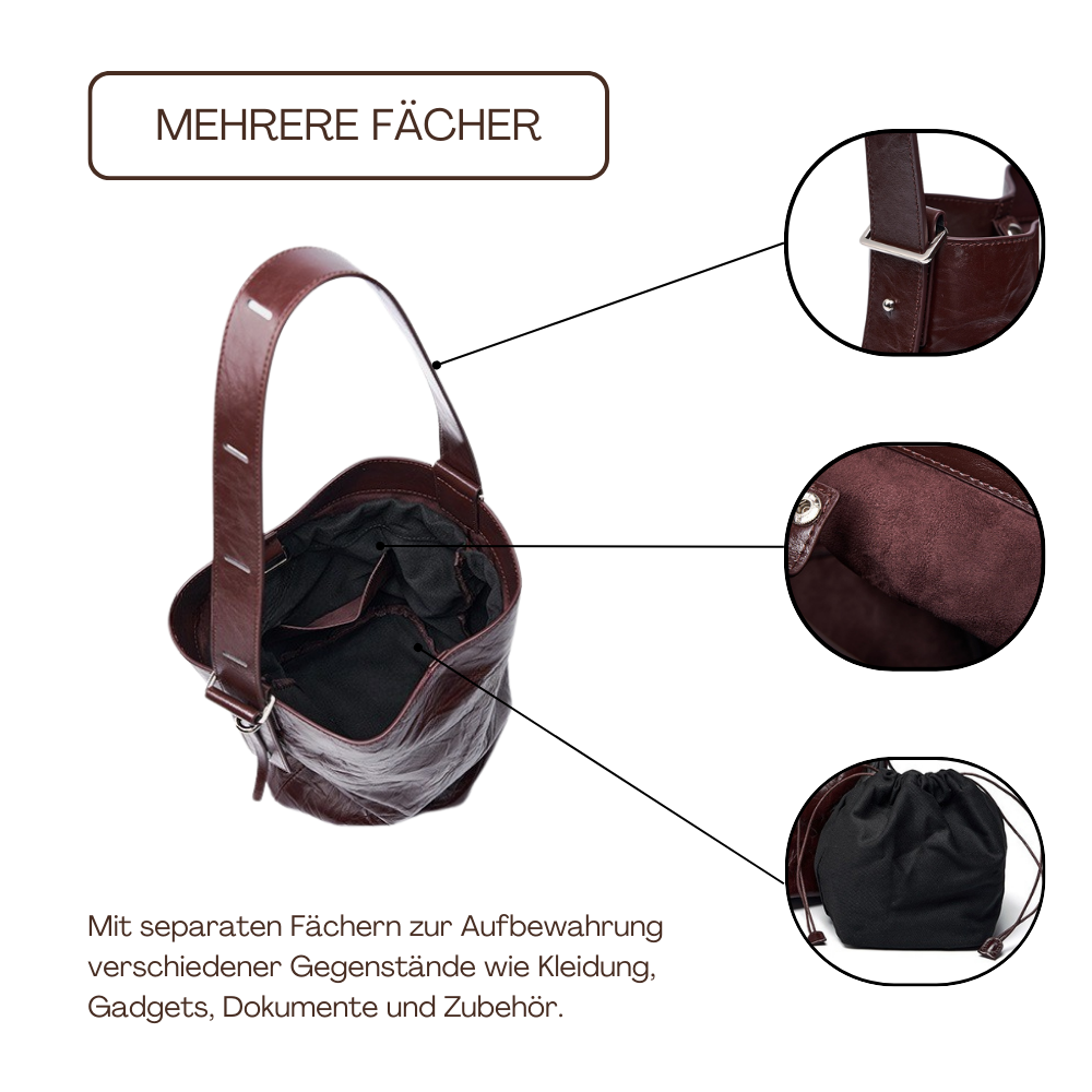 BERK | Eimertasche aus faltigem Rindsleder der ersten Schicht