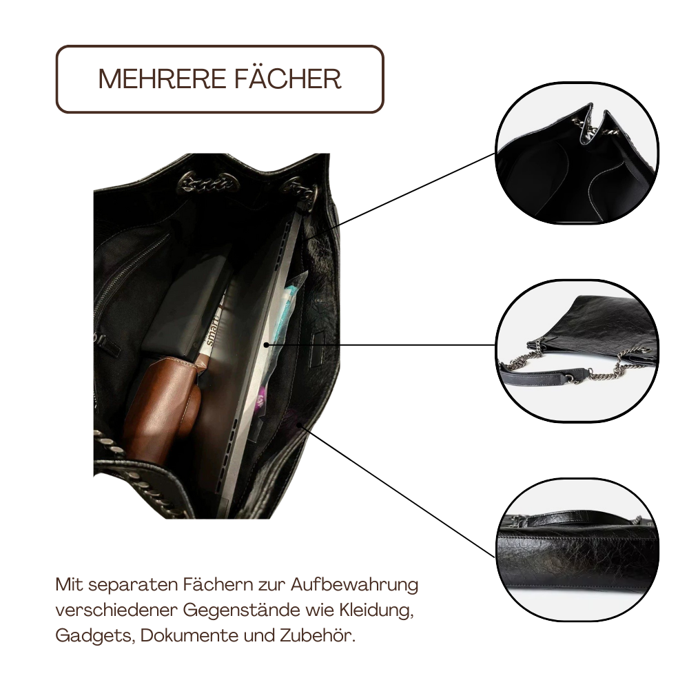 BERK | Tote Tasche aus Leder mit Kettenriemen