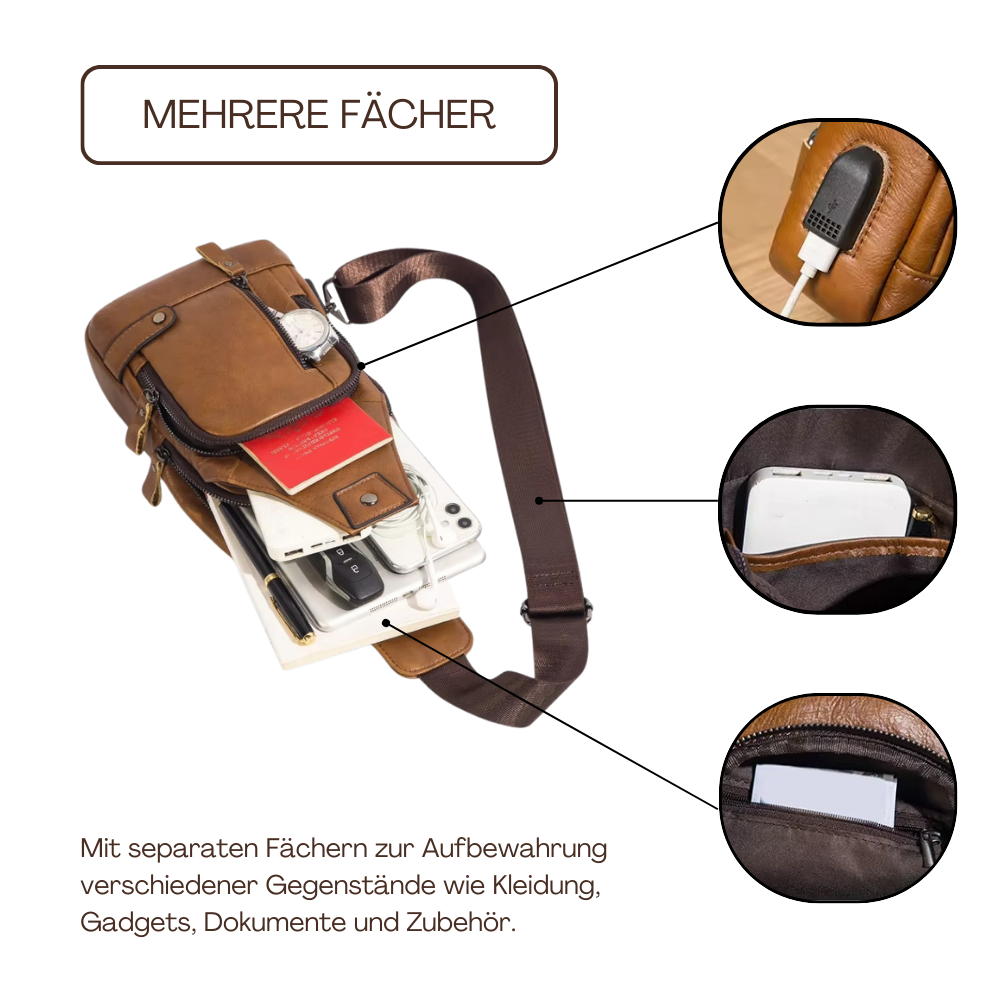 BERK | Mehrtaschen-Brusttasche aus Leder