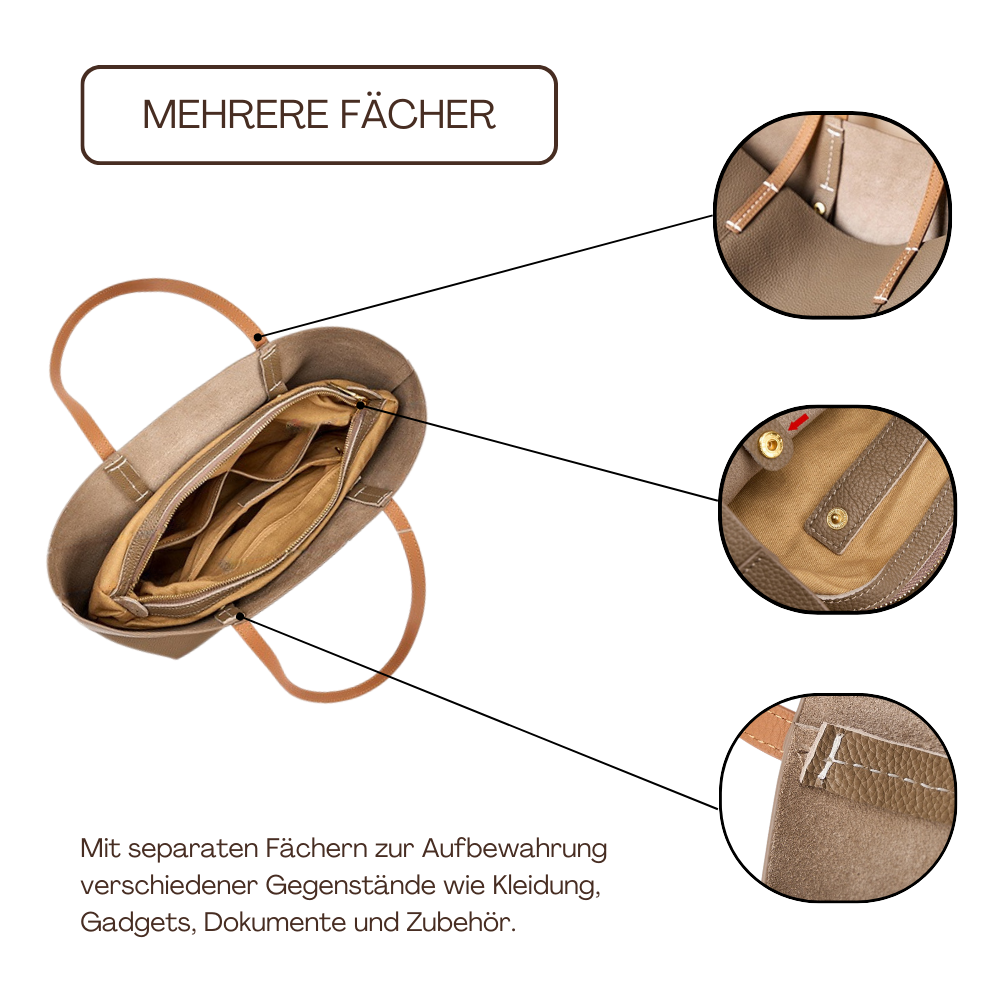 BERK | Handgetragene Leder-Umhängetasche mit großem Fassungsvermögen