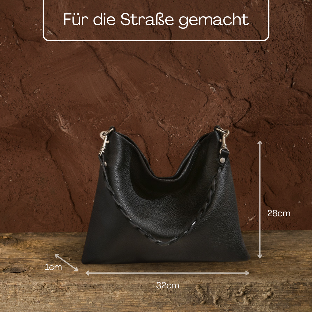 BERK | Gebänderte Leder-Tragetasche mit Schlaufe