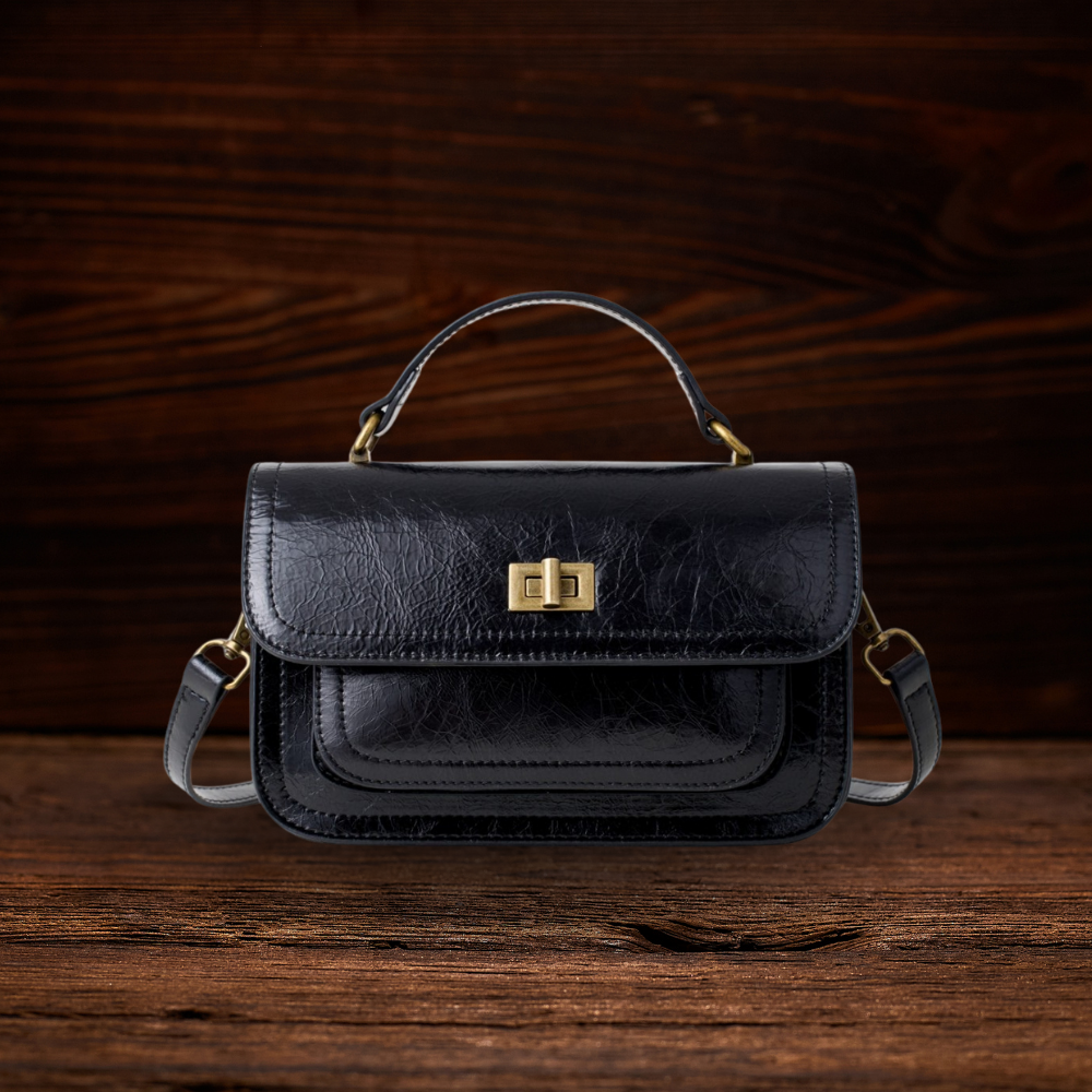 BERK | Vintage Echtes Leder Schloss-Verschluss Crossbody Top