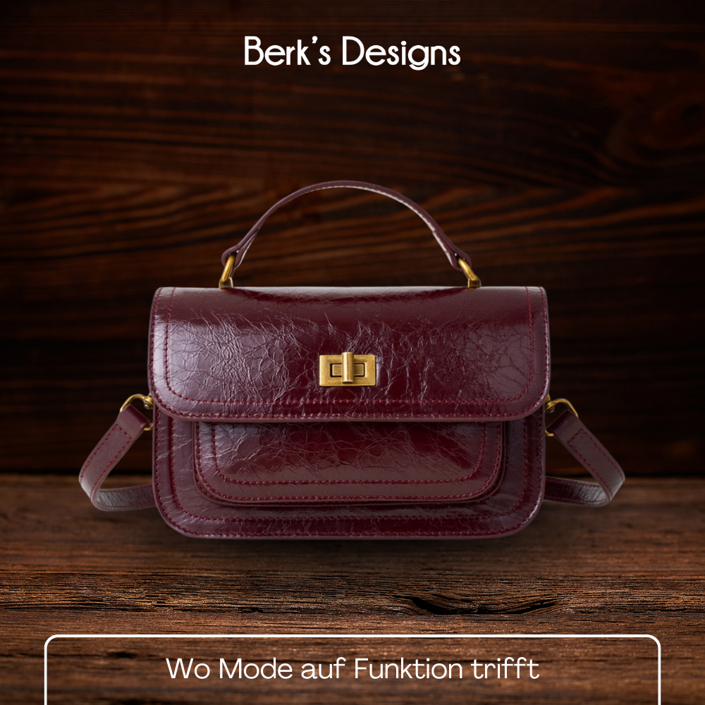 BERK | Vintage Echtes Leder Schloss-Verschluss Crossbody Top