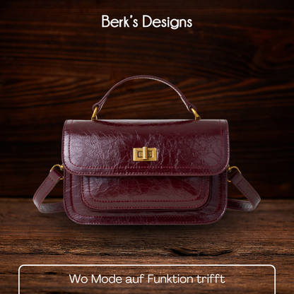 BERK | Vintage Echtes Leder Schloss-Verschluss Crossbody Top