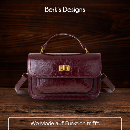 BERK | Vintage Echtes Leder Schloss-Verschluss Crossbody Top