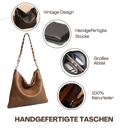 BERK | Gebänderte Leder-Tragetasche mit Schlaufe