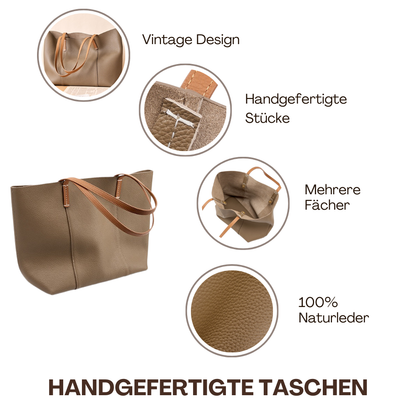BERK | Handgetragene Leder-Umhängetasche mit großem Fassungsvermögen