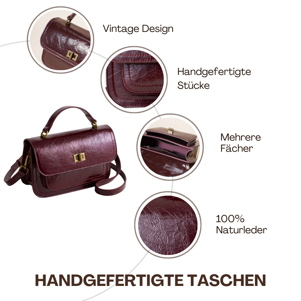 BERK | Vintage Echtes Leder Schloss-Verschluss Crossbody Top