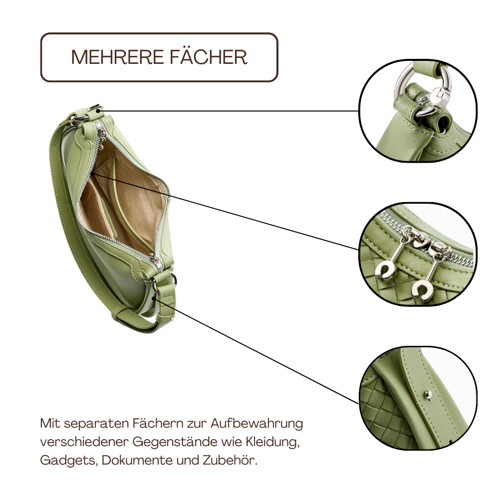 BERK | Sichelform Geflochtenes Leder Portemonnaie
