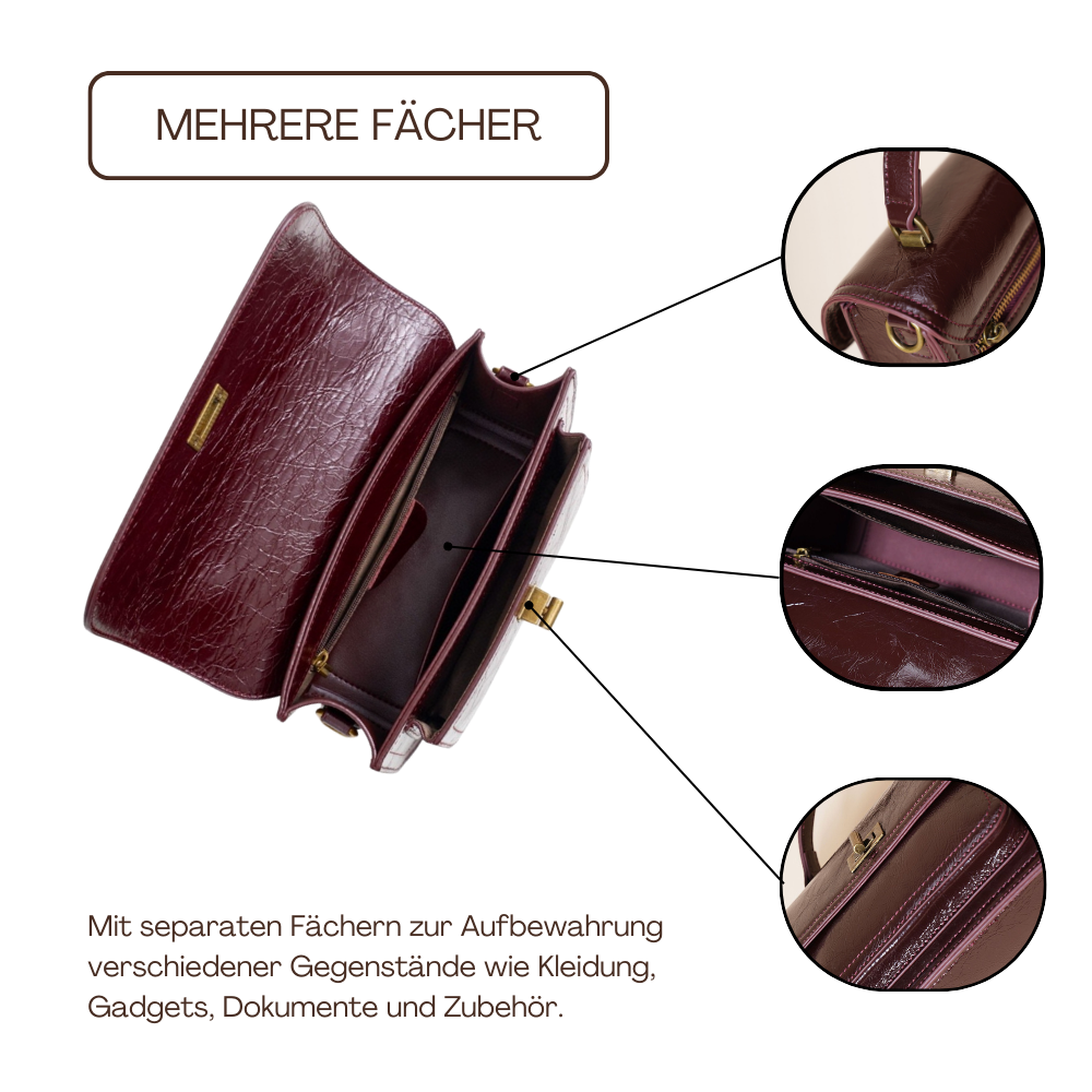 BERK | Vintage Echtes Leder Schloss-Verschluss Crossbody Top