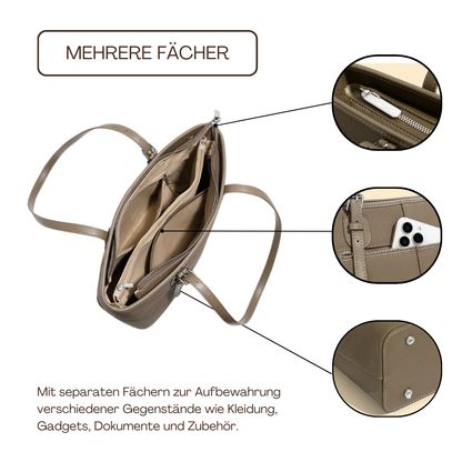 BERK | Tote Tasche aus weichem, genarbtem Leder mit großem Fassungsvermögen