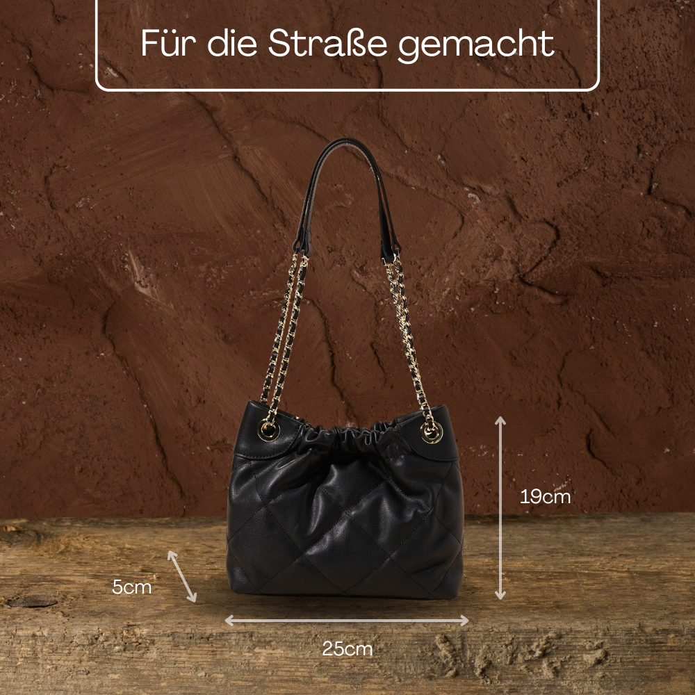 BERK | Schlanke Shoppertasche aus Leder mit Ketten
