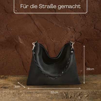 BERK | Gebänderte Leder-Tragetasche mit Schlaufe