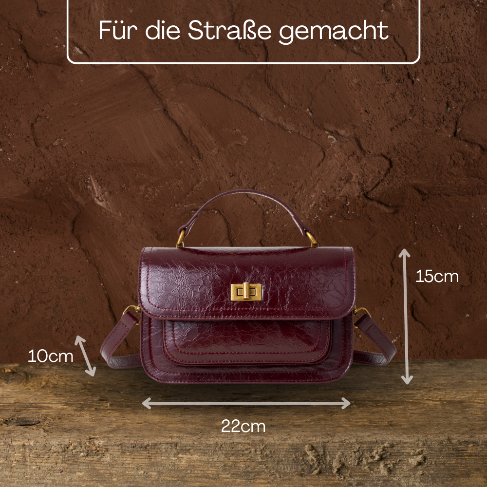 BERK | Vintage Echtes Leder Schloss-Verschluss Crossbody Top