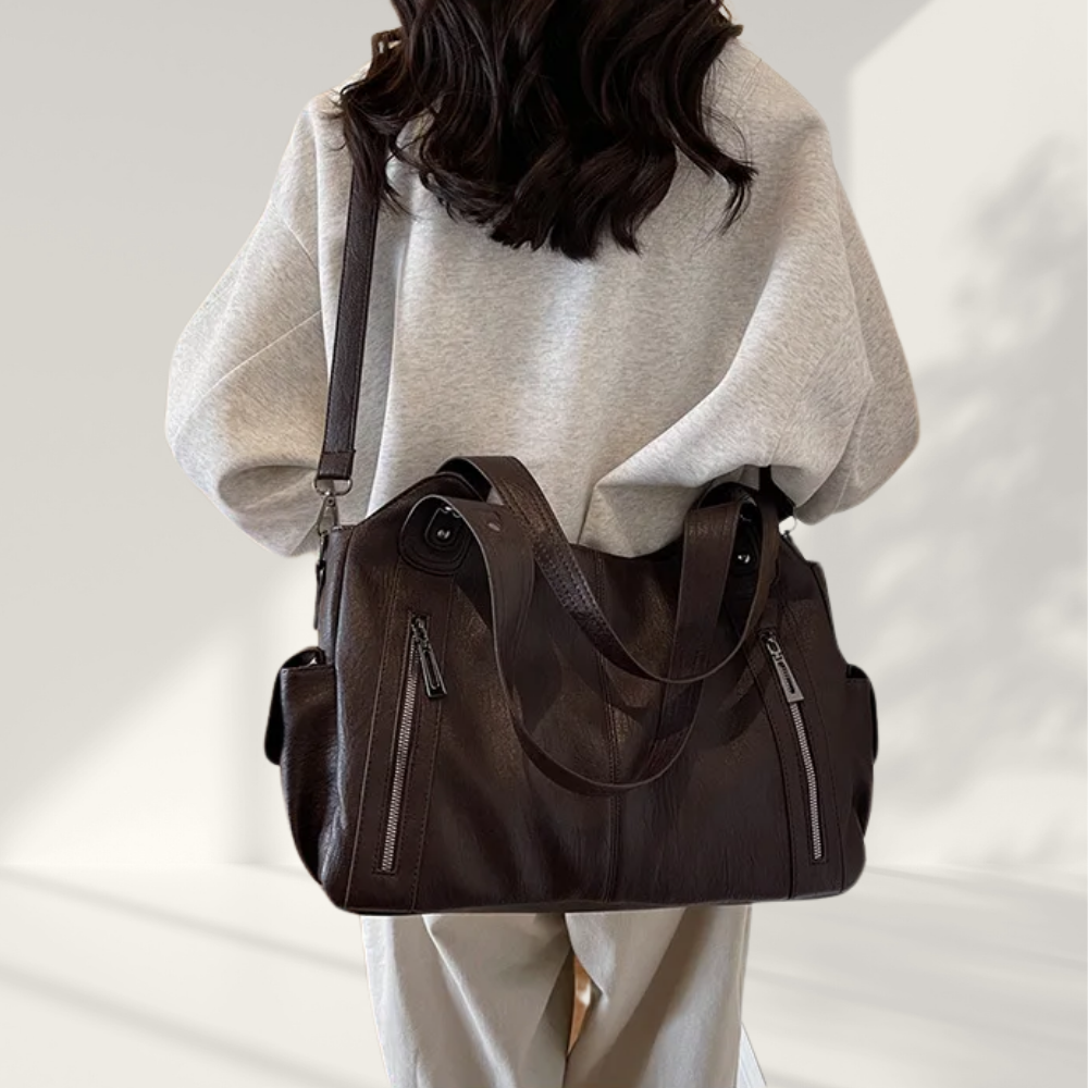 BERK | Elegante Leder Tote Große Umhängetasche