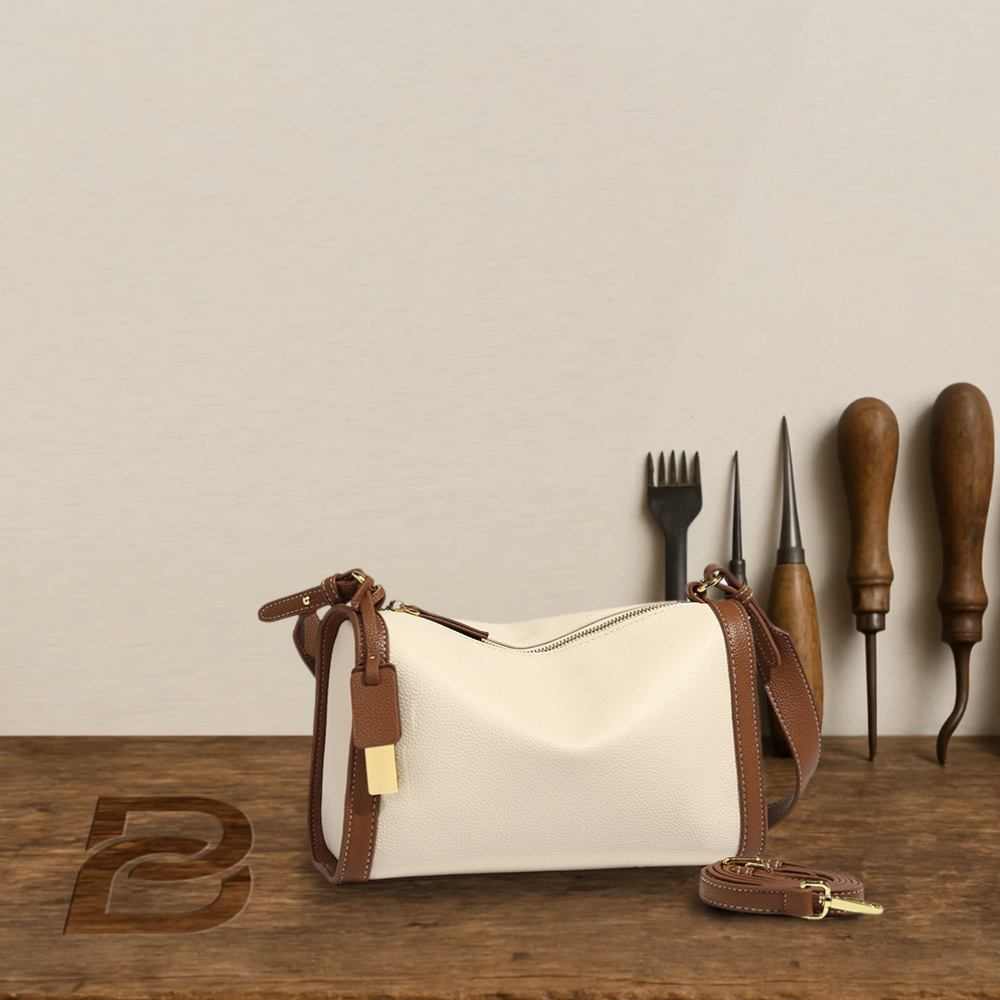 BERK | Hochwertige zweifarbige Tasche aus echtem Leder